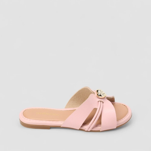 Rasteira Infantil Molekinha Coração Multi Tiras Rosa
