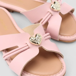 Rasteira Infantil Molekinha Coração Multi Tiras Rosa