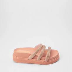 Tamanco Papete Feminino Gabriela Tiras Strass Nude