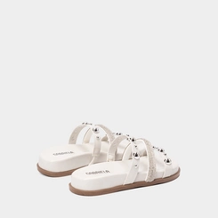 Tamanco Feminino Gabriela Detalhe Strass & Esferas Off White