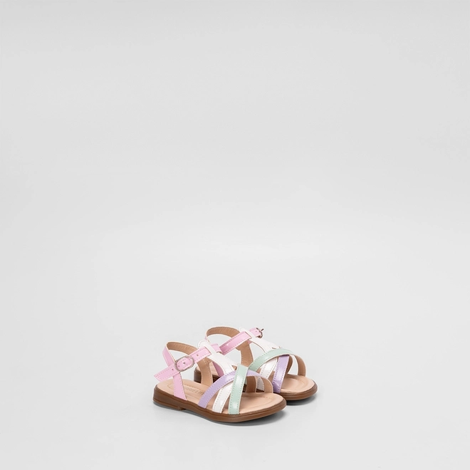 Sandália Bebê Gabrielinha Tiras Cruzadas Multicolor