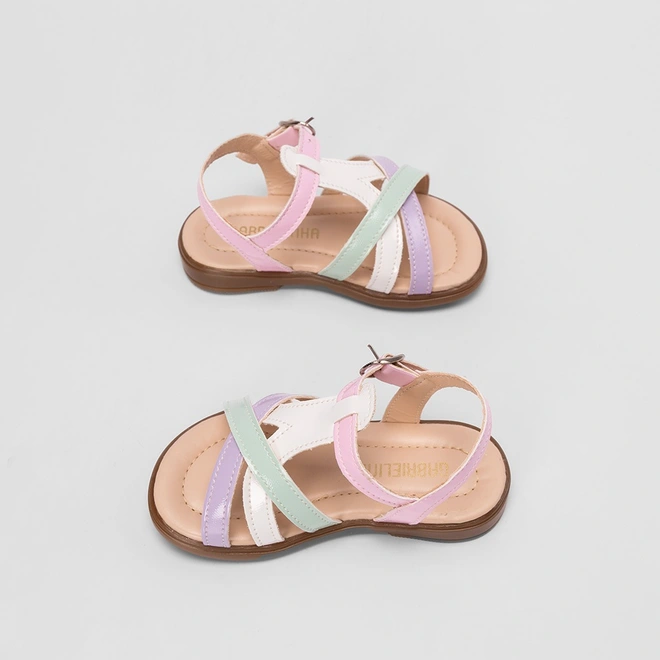Sandália Bebê Gabrielinha Tiras Cruzadas Multicolor