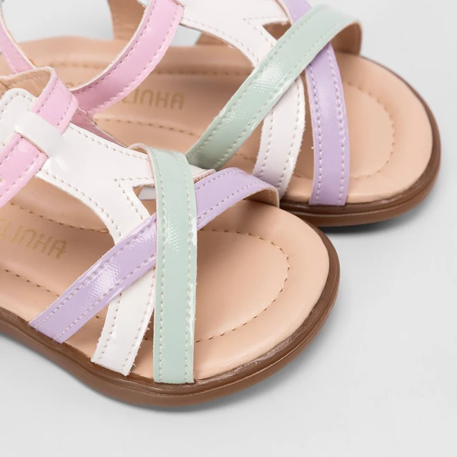 Sandália Bebê Gabrielinha Tiras Cruzadas Multicolor