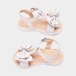 Sandália Bebê Gabrielinha Enfeite Laço Strass & Glitter Branco