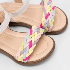 Sandália Bebê Gabrielinha Tira Tressê Multicolor