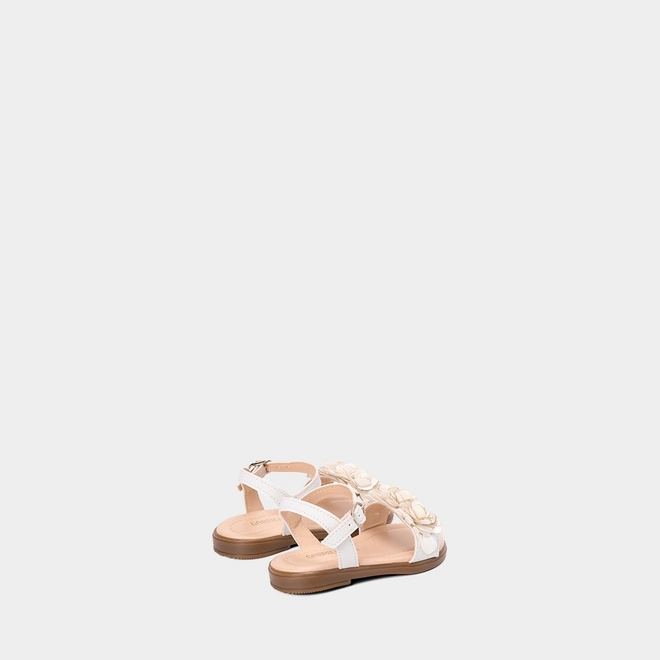 Sandália Bebê Gabrielinha Detalhe Flores Off White