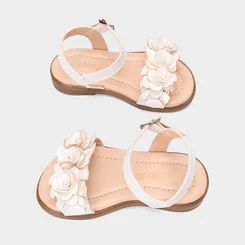 Sandália Bebê Gabrielinha Detalhe Flores Off White