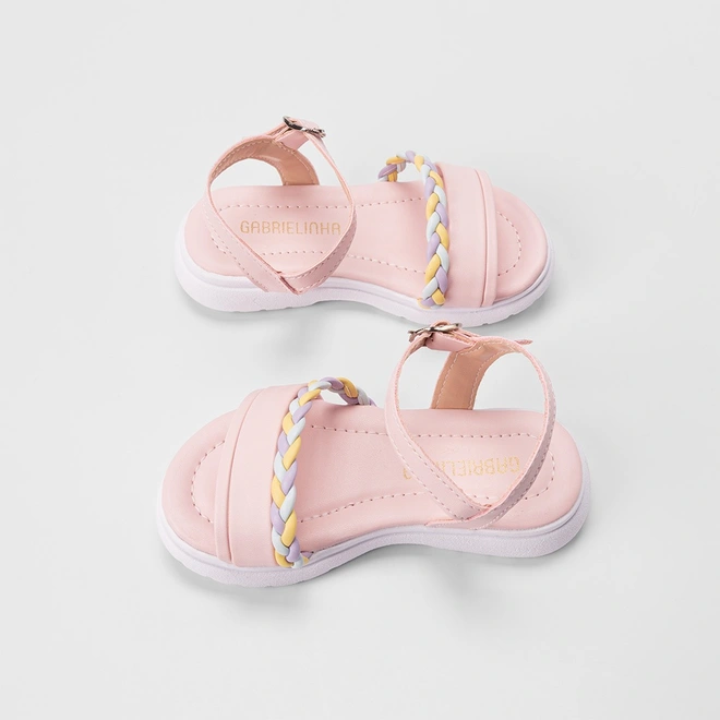 Sandália Bebê Gabrielinha Tira Tressê Rosa