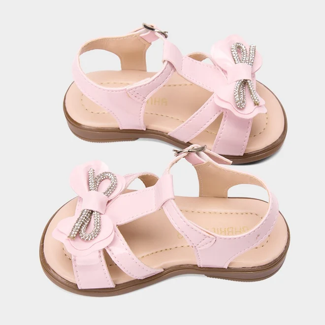 Sandália Bebê Gabrielinha Detalhe Laço & Strass Rosa