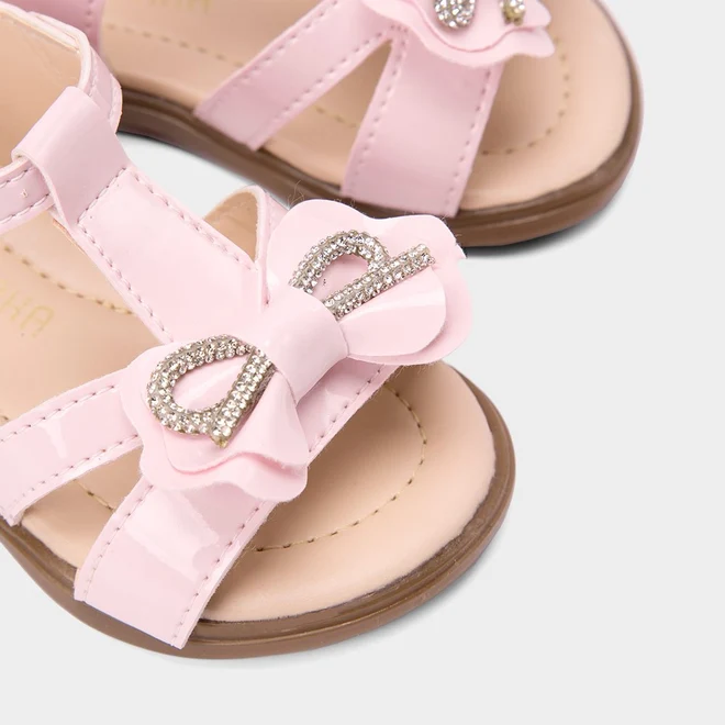 Sandália Bebê Gabrielinha Detalhe Laço & Strass Rosa