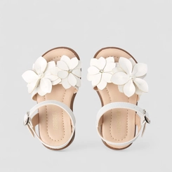 Sandália Bebê Gabrielinha Detalhe Flores Off White