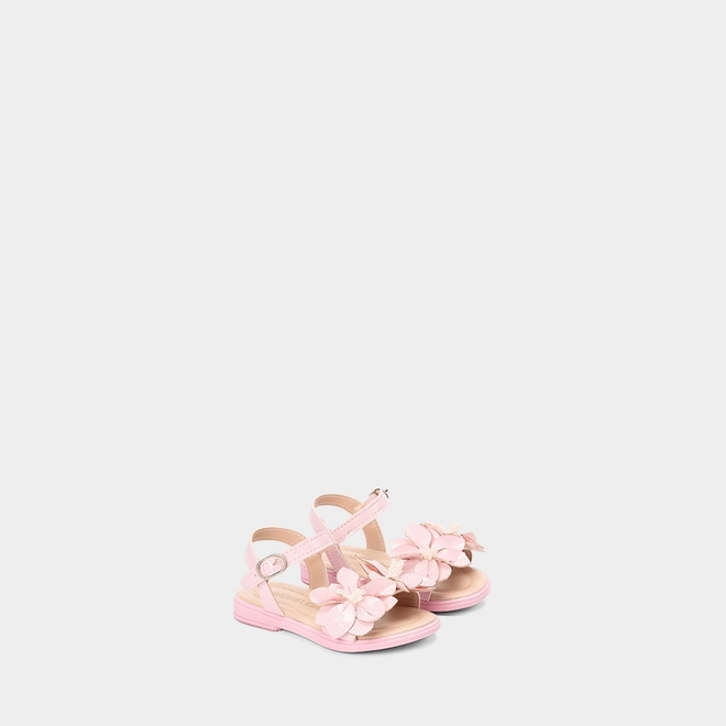 Sandália Bebê Gabrielinha Detalhe Flor & Pérola Verniz Rosa