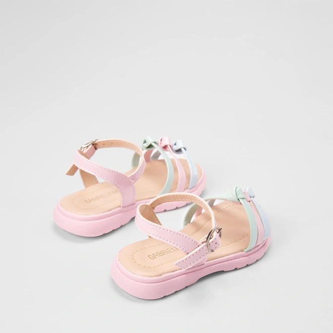 Sandália Bebê Gabrielinha Tiras Nó & Verniz Multicolor