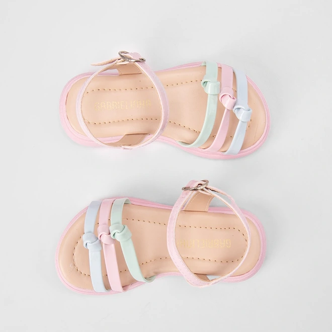 Sandália Bebê Gabrielinha Tiras Nó & Verniz Multicolor