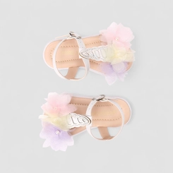 Sandália Infantil Gabrielinha Flores Coloridas Branca