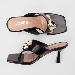 Tamanco Feminino Gabriela Detalhe Bold Preto
