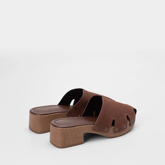 Mule Clog Feminino Beira Rio Camurça Marrom
