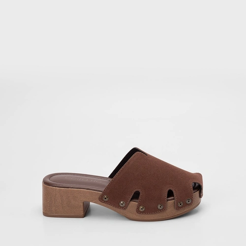 Mule Clog Feminino Beira Rio Camurça Marrom
