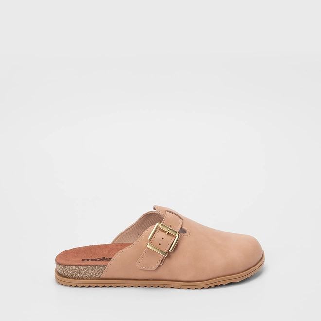 Mule Feminino Moleca Enfeite Fivela Camurça Bege