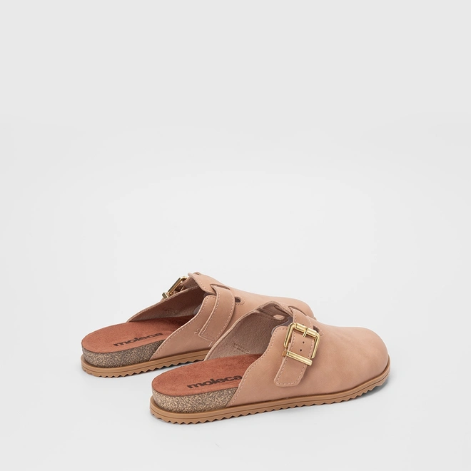 Mule Feminino Moleca Enfeite Fivela Camurça Bege