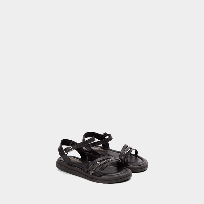 Sandália Infantil Gabrielinha Multitiras Strass Preto