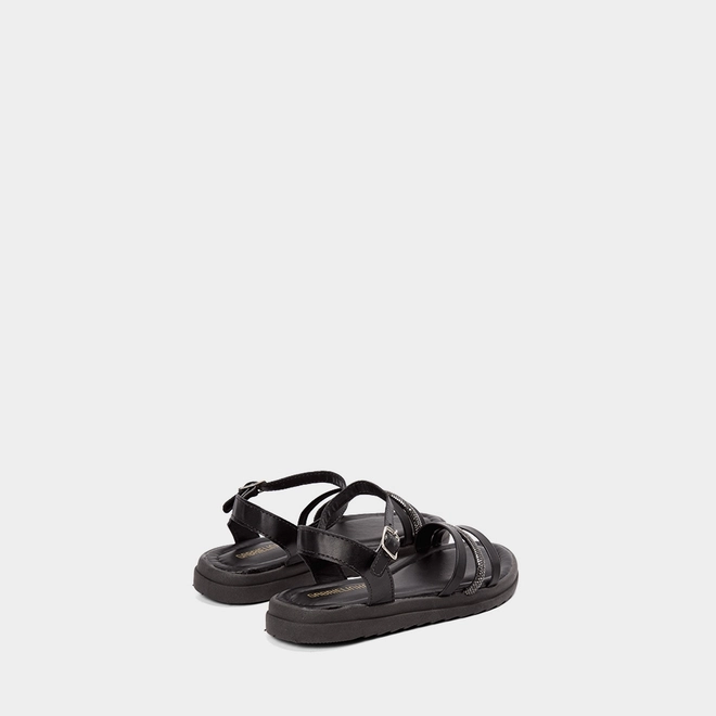 Sandália Infantil Gabrielinha Multitiras Strass Preto