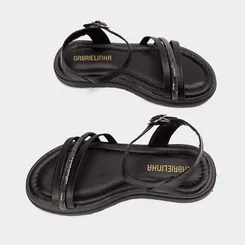 Sandália Infantil Gabrielinha Multitiras Strass Preto