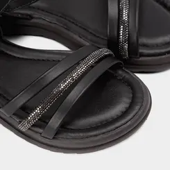 Sandália Infantil Gabrielinha Multitiras Strass Preto