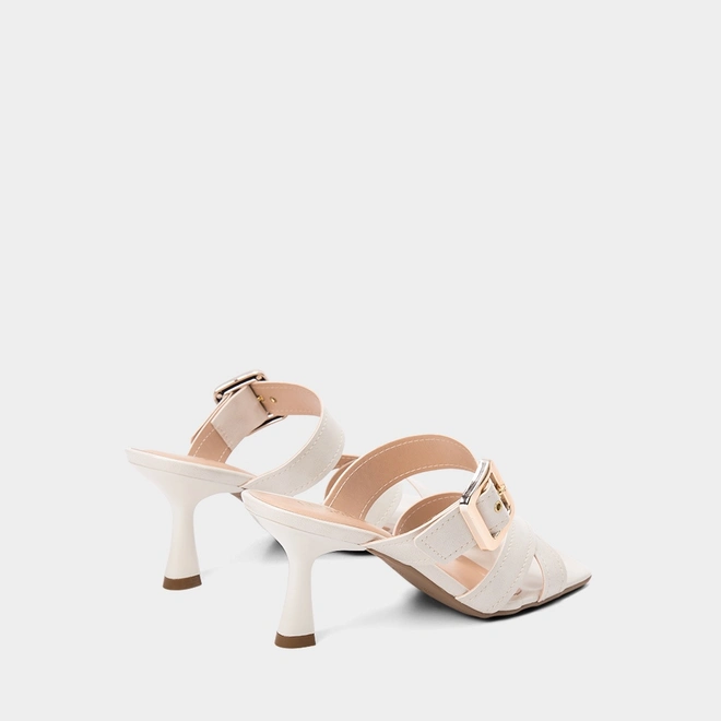 Tamanco Feminino Gabriela Tiras Cruzadas Detalhe Fivela Off White