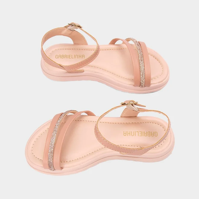 Sandália Infantil Gabrielinha Multitiras Strass Rosa