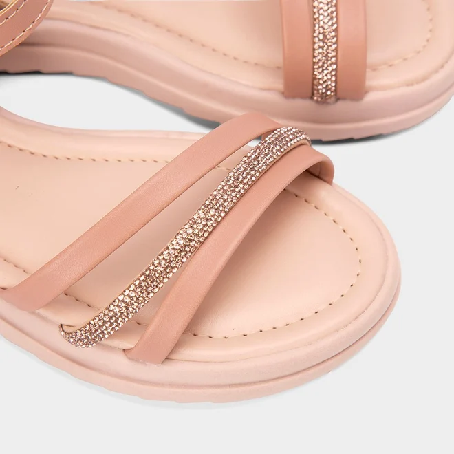 Sandália Infantil Gabrielinha Multitiras Strass Rosa
