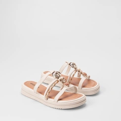 Tamanco Feminino Mississipi Flatform Detalhe Pedraria Off White