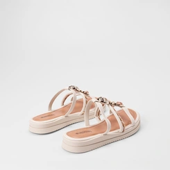 Tamanco Feminino Mississipi Flatform Detalhe Pedraria Off White
