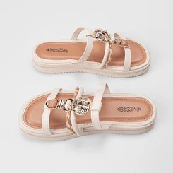 Tamanco Feminino Mississipi Flatform Detalhe Pedraria Off White