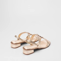 Sandália Feminina Mississipi Salto Baixo Flat Textura Snake Metalizado Ouro