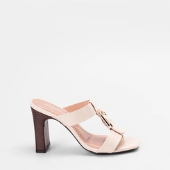 Tamanco Feminino Gabriela Salto Alto Detalhe Fivela Off White