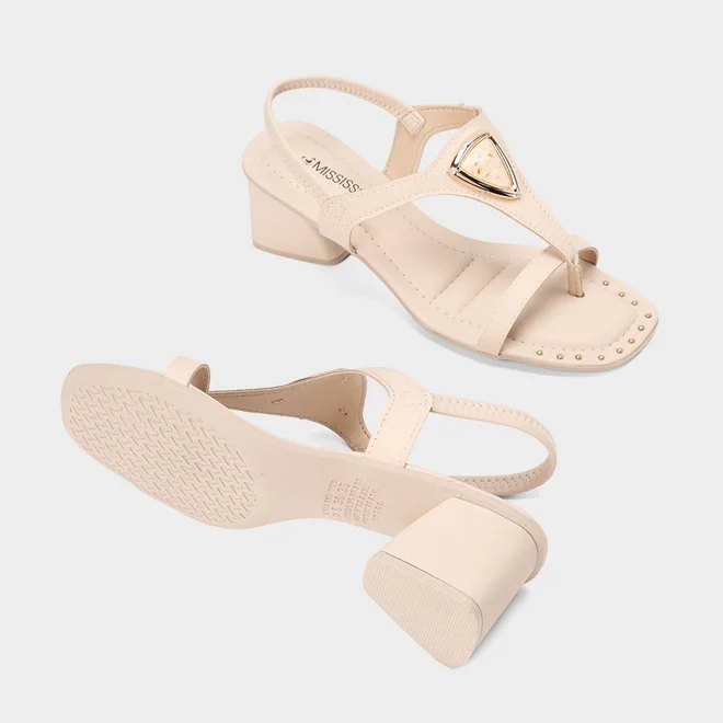 Sandália Feminina Mississipi Detalhe Pedraria Off White