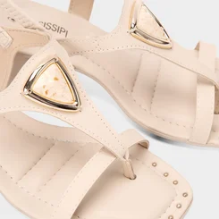 Sandália Feminina Mississipi Detalhe Pedraria Off White