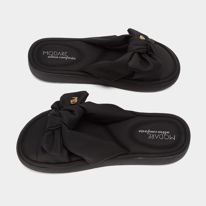 Tamanco Feminino Modare Ultraconforto Nobuck Detalhe Laço Preto