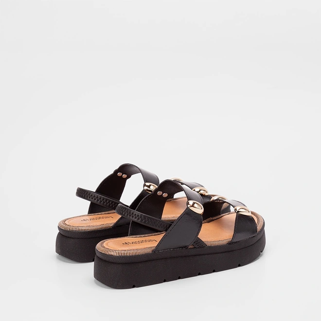 Sandália Feminina Mississipi Detalhes Bold Preto