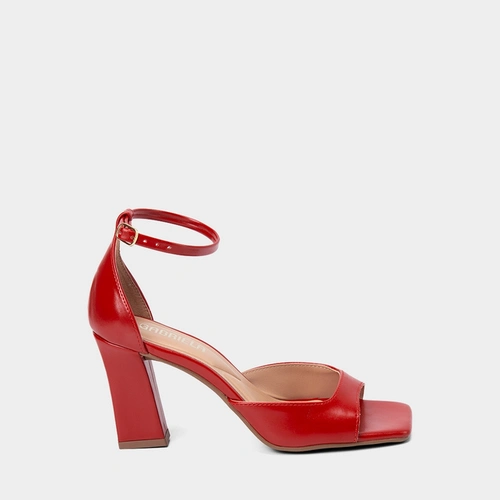 Sandália Feminina Gabriela Salto Médio Elegance Vermelha
