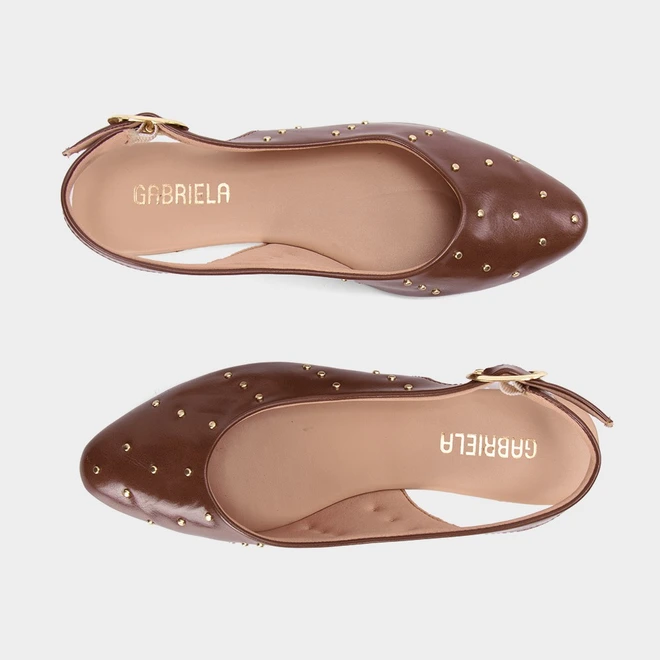 Sapatilha Slingback Feminina Gabriela Tachas Marrom