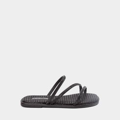 Rasteira Infantil Gabrielinha Tiras Strass Preto