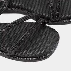 Rasteira Infantil Gabrielinha Tiras Strass Preto