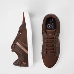 Tênis Casual Masculino Polo Energy Recorte Lateral Marrom