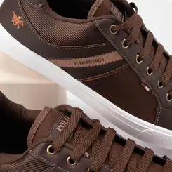 Tênis Casual Masculino Polo Energy Recorte Lateral Marrom