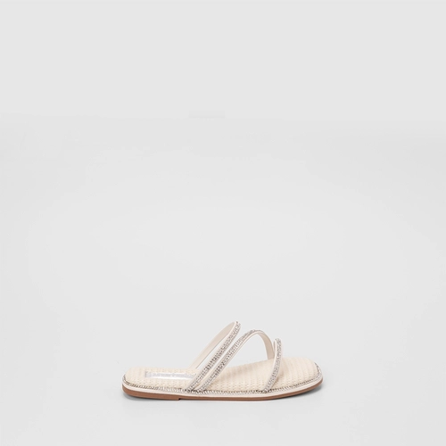 Rasteira Infantil Gabrielinha Tiras Strass Off White