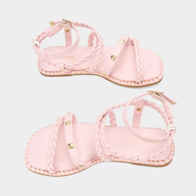 Sandália Rasteira Infantil Gabrielinha Tressê Rosa
