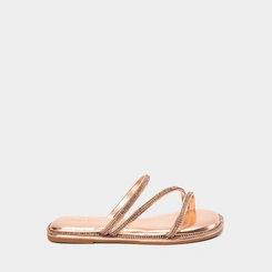 Rasteira Infantil Gabrielinha Tiras Strass Metalizado Rose Gold