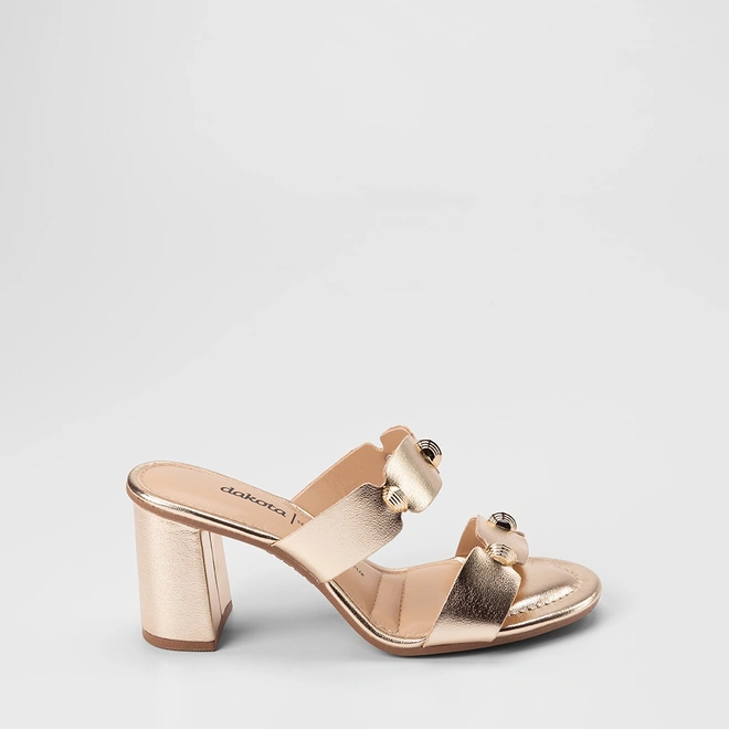 Tamanco Feminino Dakota Salto Médio Detalhe Bold Metalizado Ouro